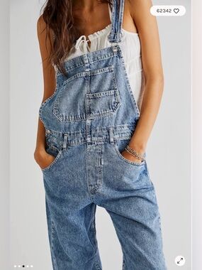 Free People We The Free Ziggy Denim Overalls Light Blue Powder Blue Size Medium